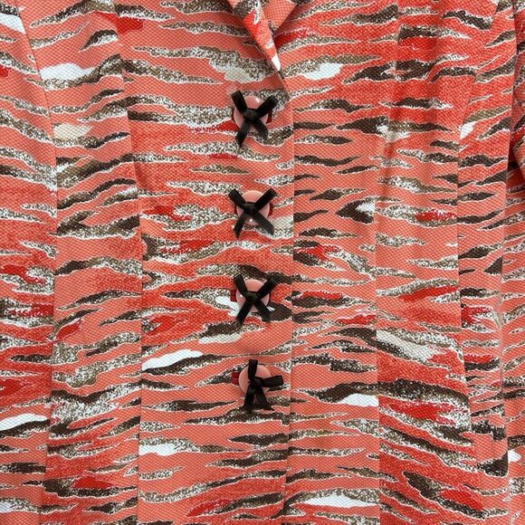 Algo of Switzerland Blazer Jacket Women XL Art To Wear Animal Print Orange Funky - Picture 3 of 13